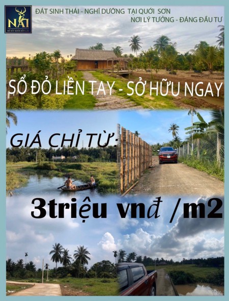 Bán nền oto giá rẻ chỉ 2,8tr/m2 đường vào UB Quới Sơn Bến Tre