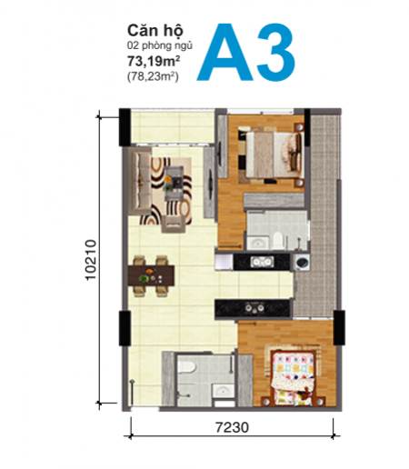 Bán căn hộ 2PN, full nội thất, Sổ hồng. Giá bán 3.89 tỷ