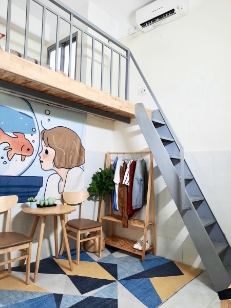 Chung cư mini - Phòng gác cao 1m7, sẵn nội thất, có thể ở 4 người tối đa Tân Bình
