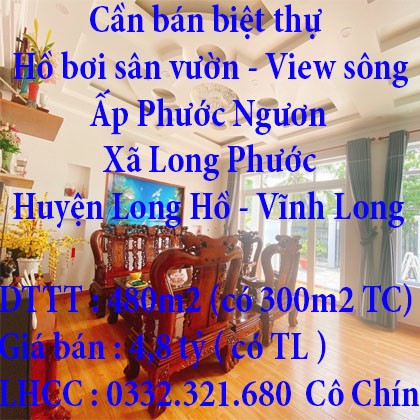 Cần bán nhà biệt thự hồ bơi sân vườn, view sông, vượng khí, khu dân cư