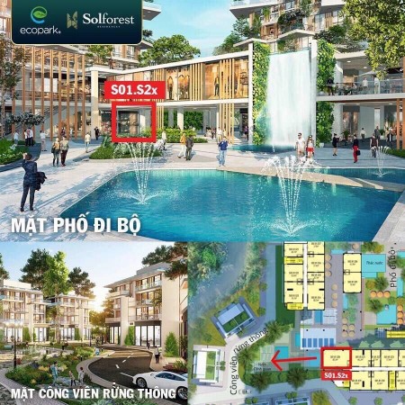 Căn shop khố đế Solforest tầng 1 mặt tiền rộng 12 ngay trung tâm quảng trường
