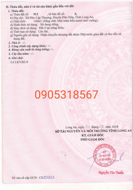 Chính chủ kẹt tiền cần bán gấp lô đất tại KCN Đức Hoà 3, sổ đó chính chủ