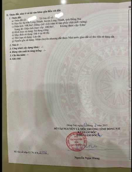Chính chủ cần bán lô đất ngay TT Thị Trấn Long Thành Lê Duẫn Đồng Nai dt 109m2 giá 9.x tỷ (TL)