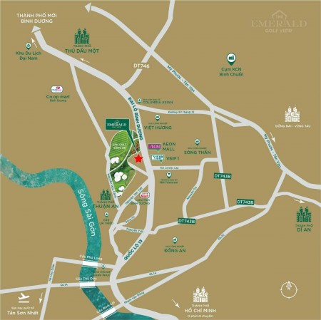 Thanh toán 100tr sở hữu căn hộ view sân golf mặt tiền QL13 - Emerald Golf View