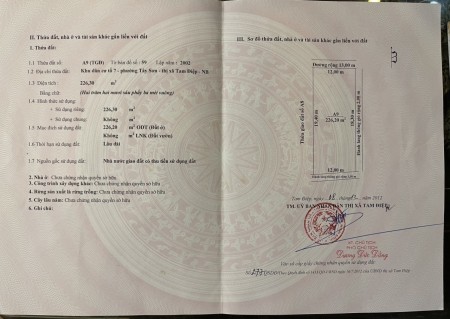 Chính chủ cần bán lô nhà vườn phường Tây Sơn, TP Tam Điệp, Ninh Bình khu Lẩu Chum