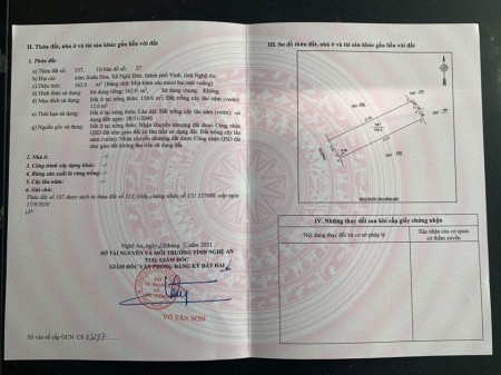 Đất đầu tư Nghi Đức thành phố Vinh tỉnh Nghệ An, giá 9.2 triệu/m2