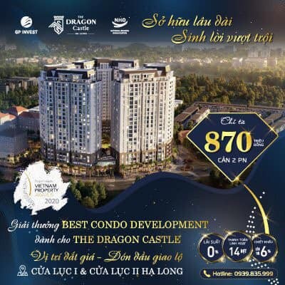 Chung Cư Dragon Castle trung tâm thành phố Hạ Long chỉ 300tr để sở hữu