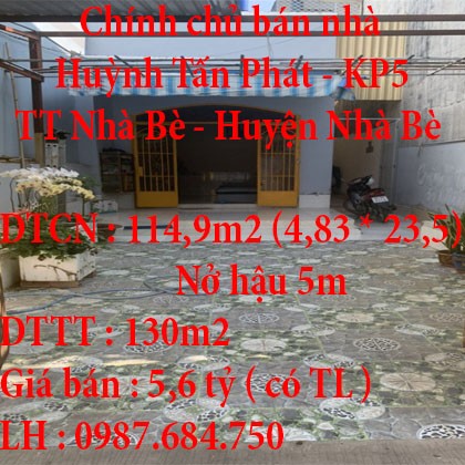 Chính chủ bán nhà đường Huỳnh Tấn Phát, thị trấn Nhà Bè, TPHCM