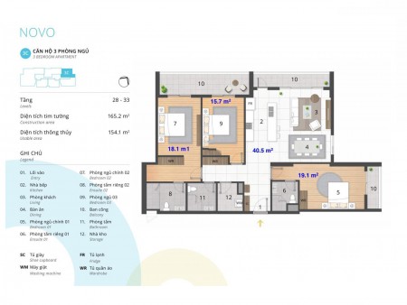 Chủ nhà gửi bán Căn hộ góc 01 có diện tích 154m2 tại Dự án Kosmo Tây Hồ, giá 6.5 tỷ/căn Full đồ