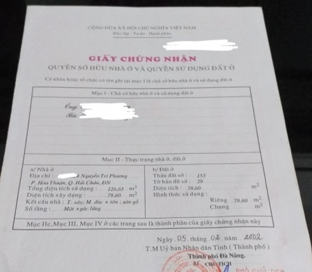 Bán đất sẵn nhà cấp 4 kiệt oto 6m Nguyễn Tri Phương, Đà Nẵng