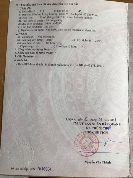 Bán đất khu dân cư sông Ông Nhiêu, phường Long Trường, giá 3.3 tỷ