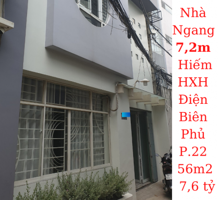 Bán nhà Ngang 7,2m! 3 tầng HXH Điện Biên Phủ, Bình Thạnh 56m2 7,6 tỷ TL