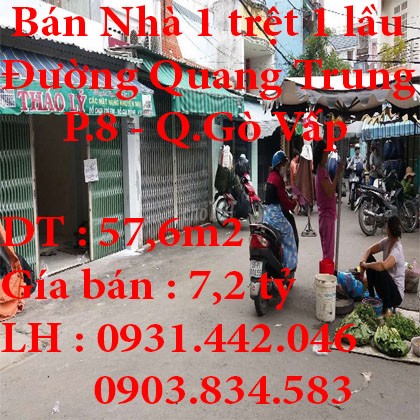 Cần bán nhà diện tích 57.6m2,Phường 8, Quận Gò Vấp, tp HCM