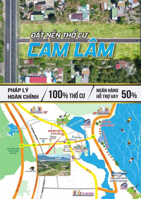 Đất nền Thổ Cư Bãi Dài Cam Lâm ven đầm Thủy Triều. Quốc Lộ 1A. giá rẻ nhất thị trường