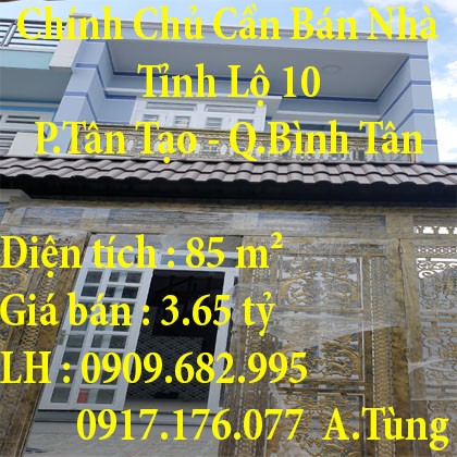 Chính Chủ Cần Bán Nhà Ở Phường Tân Tạo, Quận Bình Tân Giá Ưu Đãi.