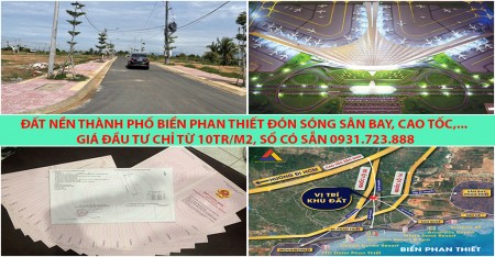 Chỉ từ 10 triệu/m2 sở hữu ngay nền 100m2 ven biển Phan Thiết, lh 0395426678
