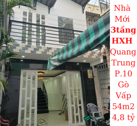 Bán nhà Mới 3 tầng! HXH Quang Trung, P.10 Gò Vấp dt 54m2 giá 4,8 tỷ TL