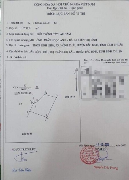 Chính chủ cần bán nhanh đất Hòa Thắng Chợ Lầu giá hấp dẫn mùa dịch