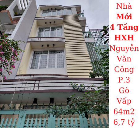 Bán nhà Mới 4 Tầng HXH Nguyễn Văn Công, P.3, Gò Vấp dt 64m2 giá 6,7 tỷ TL