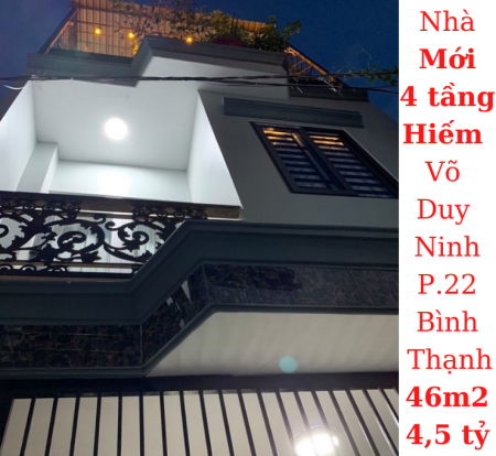 Bán nhà Mới 4 tầng hiếm có 1 0 2 Võ Duy Ninh, phường 22, BT dt 46m2 giá 4,5 tỷ