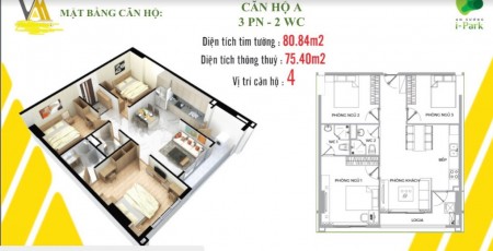 Bán lỗ căn hộ 80m2 ngay CV Phần mền Quang Trung 3PN, 2WC tặng 18 tháng phí quản lý CĐT