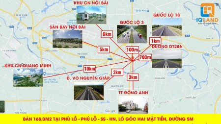 Bán đất diện tích 168m2 trục chính thôn Đông, Phù Lỗ, Sóc Sơn, sổ chính chủ