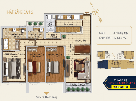 Cần bán căn hộ BRG grand Plaza 16 Láng Hạ CĂN GÓC 3PN, View Hồ Thành Công giá 10,2 tỷ Full đồ.