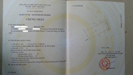 Bán đất 1793m2 mặt tiền Nguyễn Thị Rành xã An Nhơn Tây huyện Củ Chi