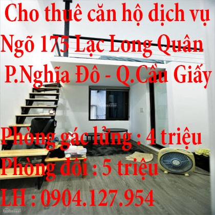 Cho thuê căn hộ dịch vụ ngõ 175 Lạc Long Quân Cầu Giấy Hà Nội