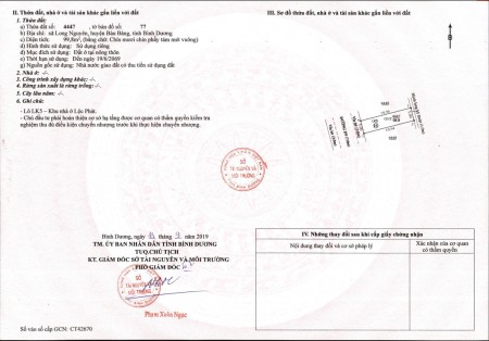 680 triệu/100m2 nằm cách TTHC Bàu Bàng đúng 1km cần ra gấp.Lh:0818040497.