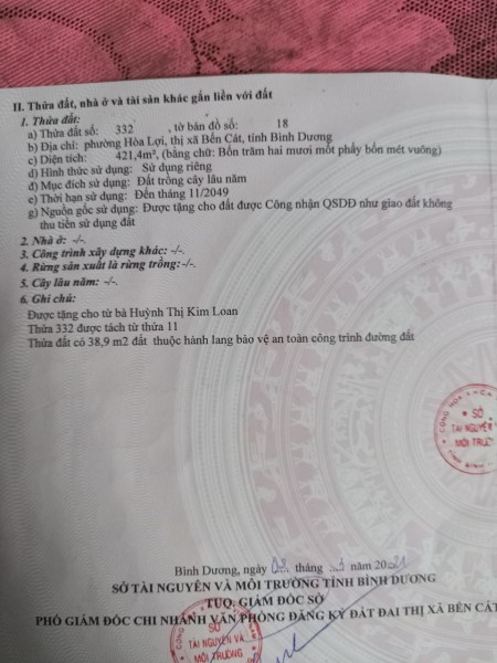 Do kẹt tiền làm ăn nên tôi cần bán gấp lô đất diện tích 420m2, giá bsn 5.5 tỷ, lhcc
