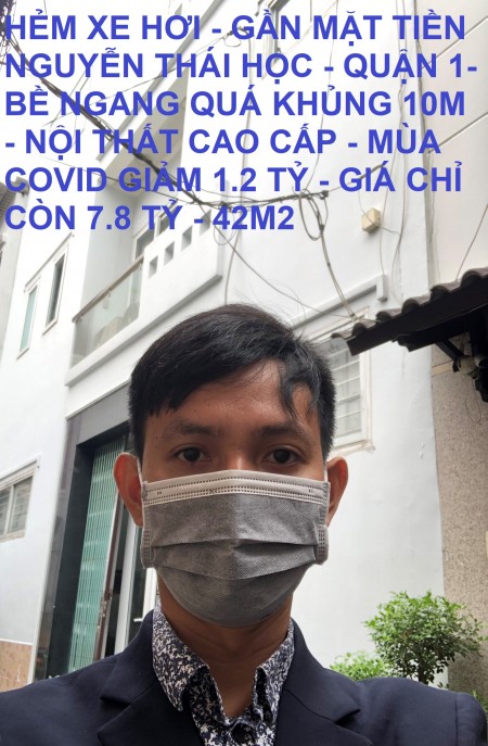 Bán nhà bề ngang khủng 10m 5 tầng Nguyễn Thái Học dt 42m2 giá chỉ 7.8 tỷ