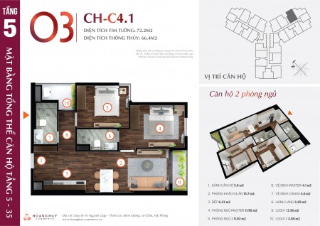 Bán căn 03 tầng 12 giá mở bán Hoàng Huy Commerce, kiến trúc đẹp