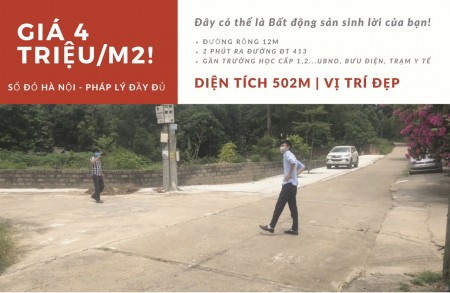 Bởi covid nên cần bán nhanh lô đất dt 502m giá bán 4tr sổ đỏ Hà Nội