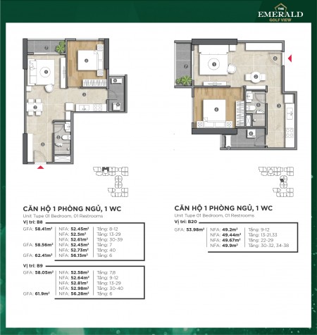 Căn Hộ Emerald Golf View Chuẩn 5 Sao 1PN Và 2 PN Mặt Tiền QL13
