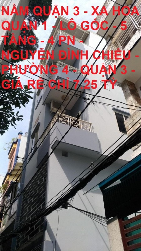 Bán nhà lô góc 5 tầng Nguyễn Đình Chiểu P4 Quận 3 dt 32m2 giá rẻ chỉ 7.25 tỷ