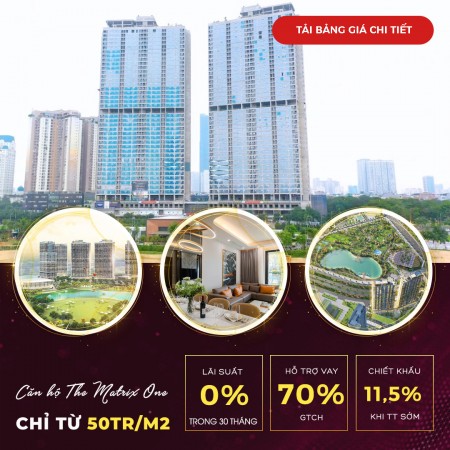 Bán căn hộ cao cấp cc The Matrix One chiết khấu 11.5%, hỗ trợ lãi 0%, lh 0978749966