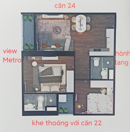 Bán căn hộ 2 ngủ 2 WC số 23 giá 1.529 tỷ chung cư Hoàng Huy Grand