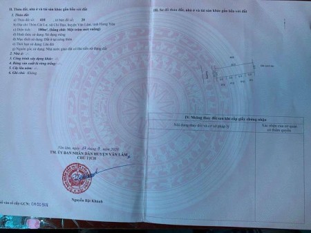 Gia Đình cần bán Mảnh Đất Thôn Cát Lư, xã Chỉ Đạo, pháp lí đủ, sổ đỏ chính chủ