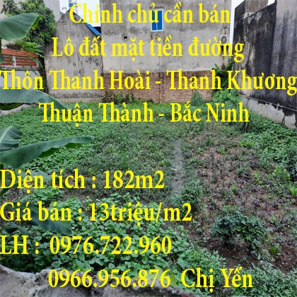 Chính chủ cần bán lô đất tại Thuận Thành tỉnh Bắc Ninh, liên hệ 0976722960