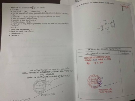 Cần bán lỗ lô đất 100% thổ cư sổ đỏ giá bán 920 triệu Suối Nhum - Phú Mỹ, thổ cư 100%