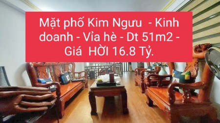 Bán mặt phố Kim Ngưu kinh doanh ngày đêm vỉa hè diện tích 51m2 giá hời 16.8 tỷ
