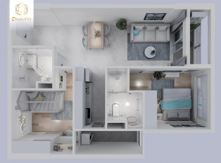 Bán căn hộ Bình Dương giá rẻ Charm City diện tích sử dụng 70m2 2PN, lh 0966003953