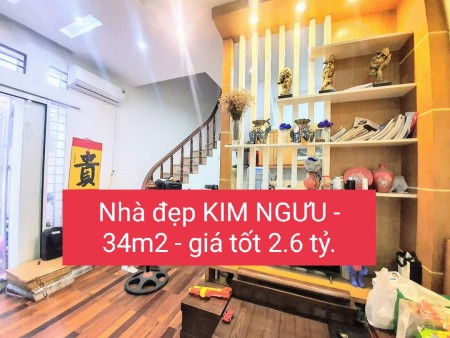 Bán nhà phố Kim Ngưu nhà đẹp ô tô đỗ ngõ thẳng, thông diện tích 34m2 giá hời 2.6 tỷ