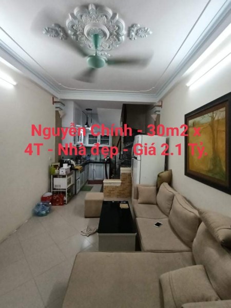 Bán nhà Nguyễn Chính, 30m2, 4 tầng, giá bán 2.1 tỷ, ngõ thông, tiện ích nhà đẹp sổ đổ chính chủ