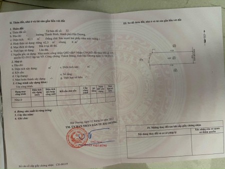 Bán nhà đường Nguyễn Văn Linh, TP HD, dt 62.5m2, mt 4.05m, 3 tầng, 3 ngủ, hướng đông