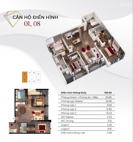 Bán căn hộ 4PN - 139m2 Diamond - Goldmark BC Đông Nam view Mỹ Đình, nhận nhà ngay