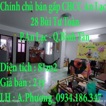 Chính chủ bán gấp căn hộ diện tích 81m2 cao ốc An Lạc, Quận Bình Tân, giá tốt đầu tư