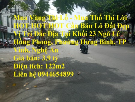 Cần bán lô đất đẹp vị trí đắc địa tại thành phố Vinh, Nghệ An, khu dân cư đông đúc
