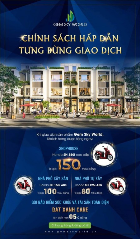 Mua nhà sang tặng xe SH trị giá 150 triệu đồng, chiết khấu cực khủng, pháp lí đầy đủ